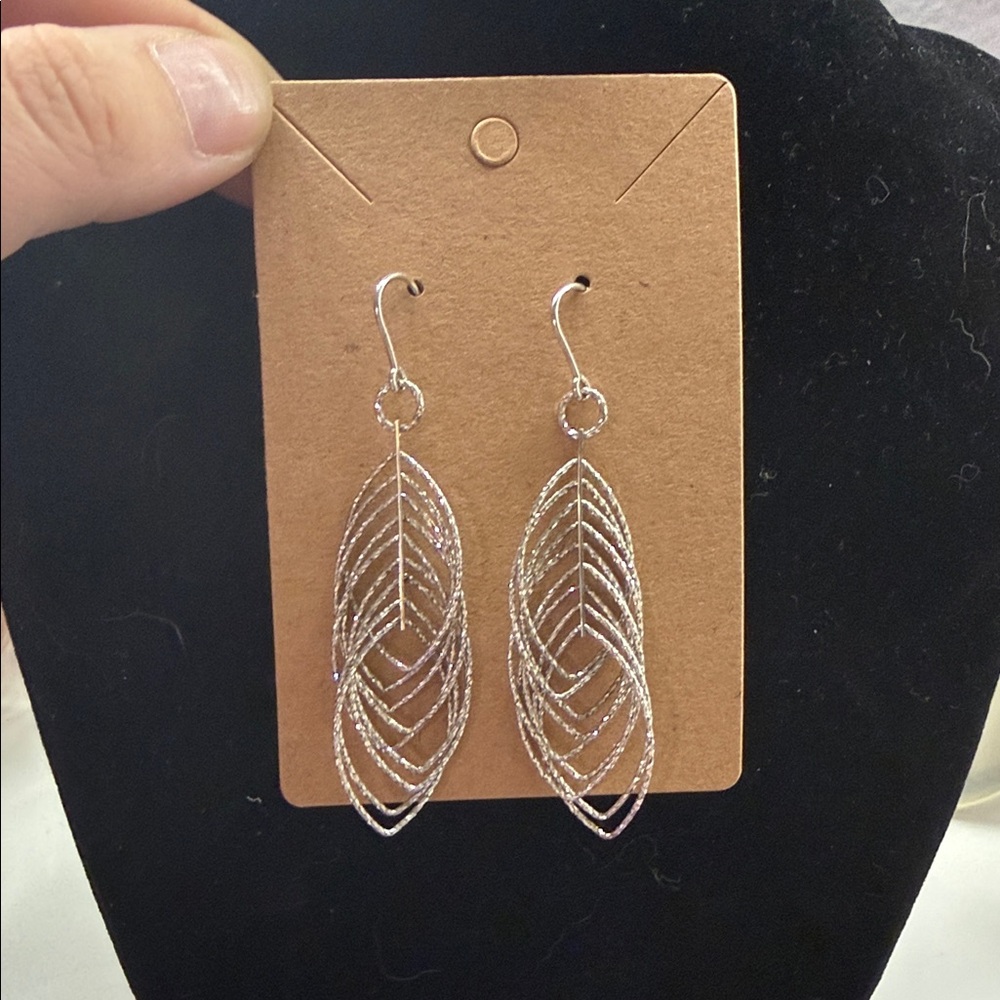 Silver Leaf Drop Earrings